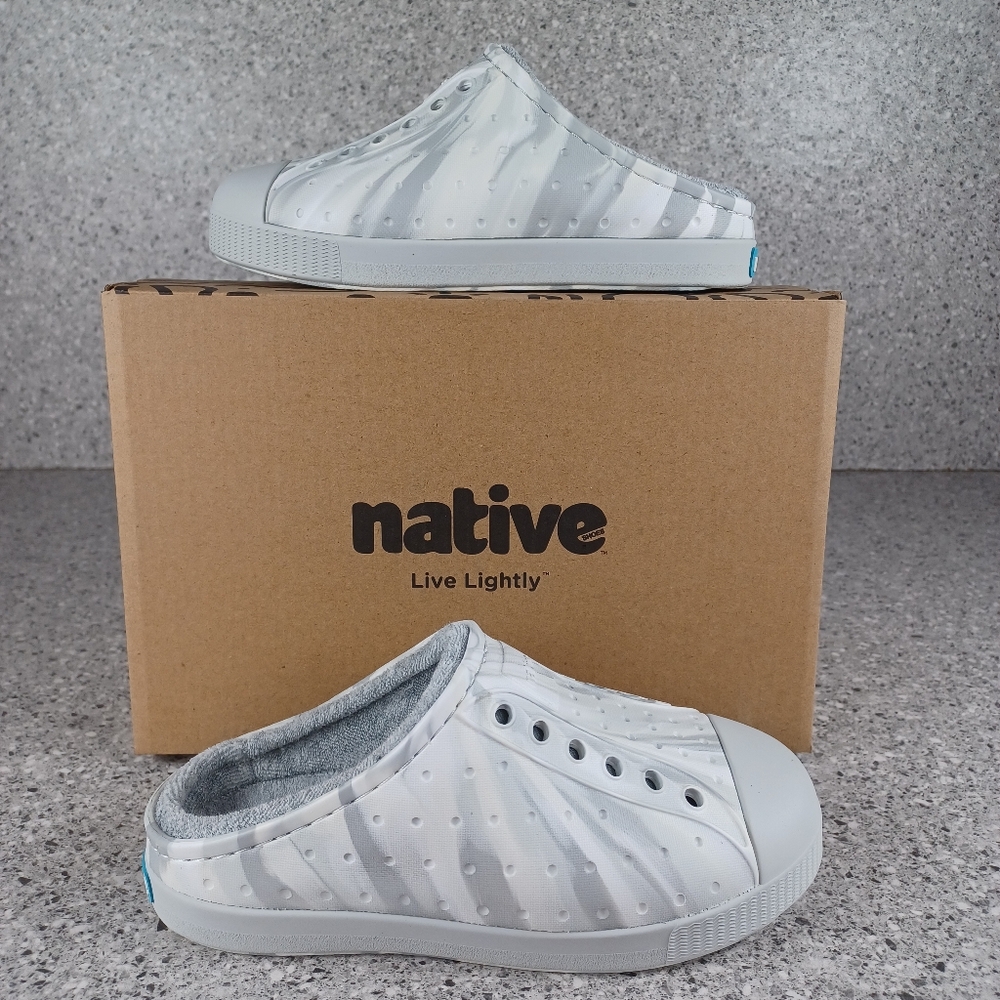 NATIVE Shoes White Gray Marble Kids Toddler Jefferson Slip-On Shoes